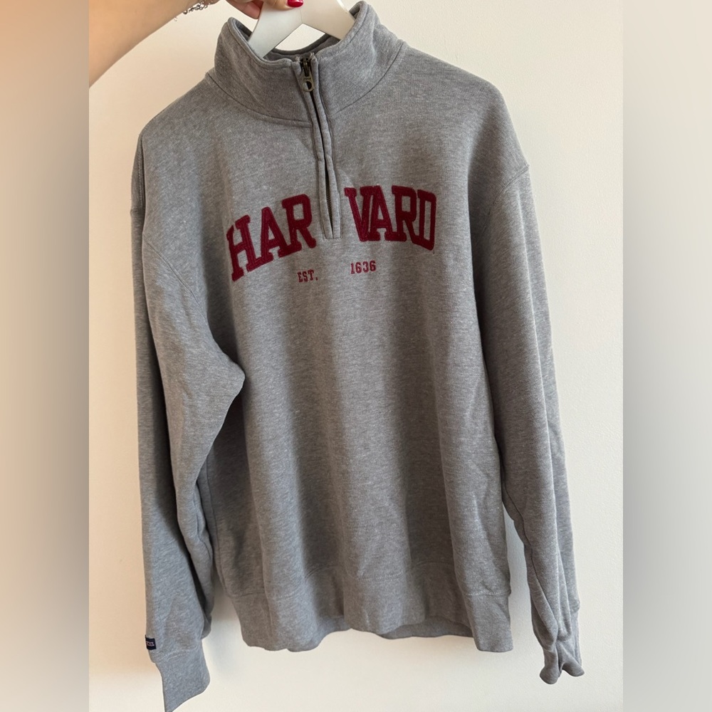 Jansport Gray and Red Zip-Up Sweater Unisex Medium